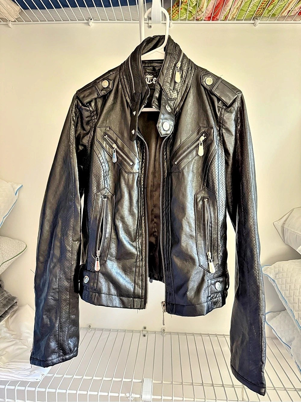 Wet Seal Faux Leather Moto Jacket Size Large